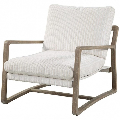 Santiago Accent Chair in Drama Canvas Fabric & Natural Gray Wood