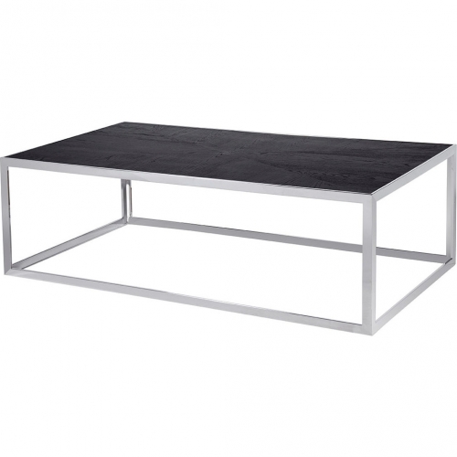 Sunset Cocktail Coffee Table in Black Wood & Polished Stainless Steel