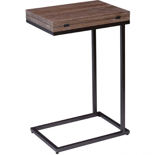 Surfside C Table in Dark Brown Wood & Black Gunmetal