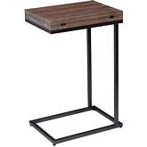 Surfside C Table in Dark Brown Wood & Black Gunmetal