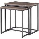 Surfside Nesting Table in Dark Brown Wood & Black Gunmetal