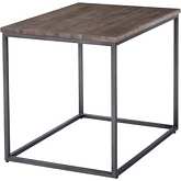 Surfside End Table in Dark Brown Wood & Black Gunmetal