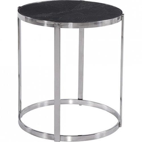 Topanga End Table in Black & Polished Stainless Steel