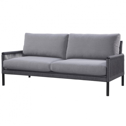 Huntington Outdoor Sofa in Castle Charcoal Gray Fabric & Rope