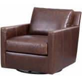 Riverside Swivel Accent Chair in Brompton Brown Leather