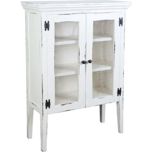 Cottage 2 Door Accent Cabinet in Distressed White Mahogany