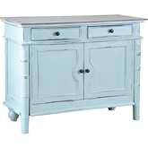 Cottage Buffet Cabinet in Sky Blue & Natural Limewash Mahogany