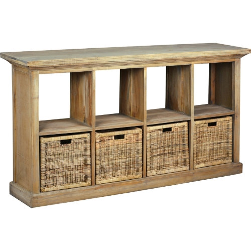 Cottage Provincial Storage Cabinet in Distressed Driftwood Brown Mahogany