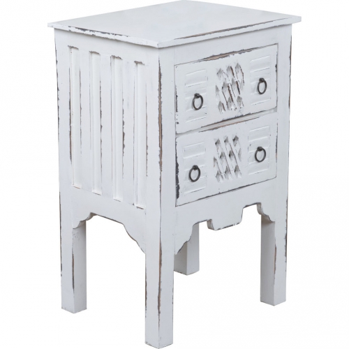 Cottage End Table in Distressed White Mahogany