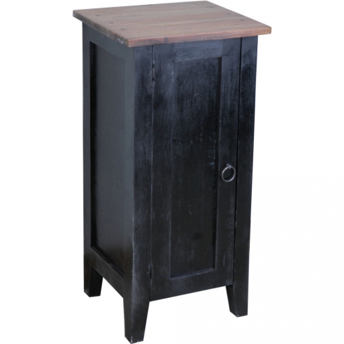 Cottage 1 Door Cabinet in Distressed Black & Brown Mahogany