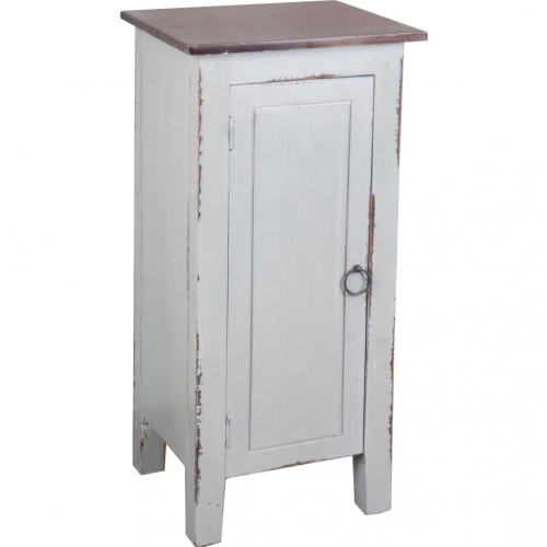 Cottage 1 Door Cabinet in Distressed Gray & Java Mahogany