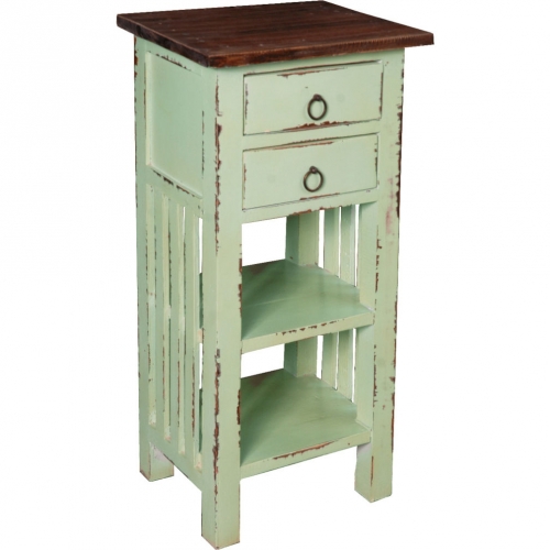 Cottage End Table in Bahama Blue & Raftwood Brown