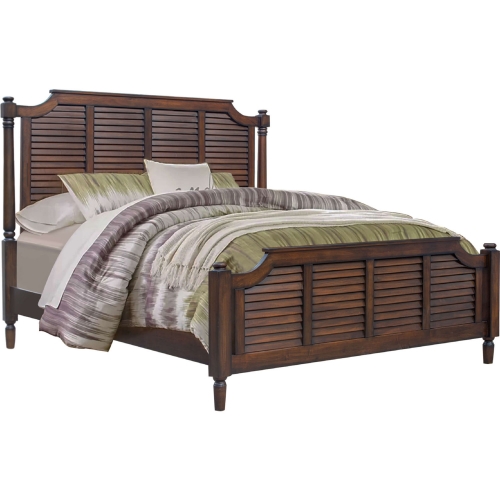 Bahama Shutter Queen Bed in Tropical Walnut Brown Wood