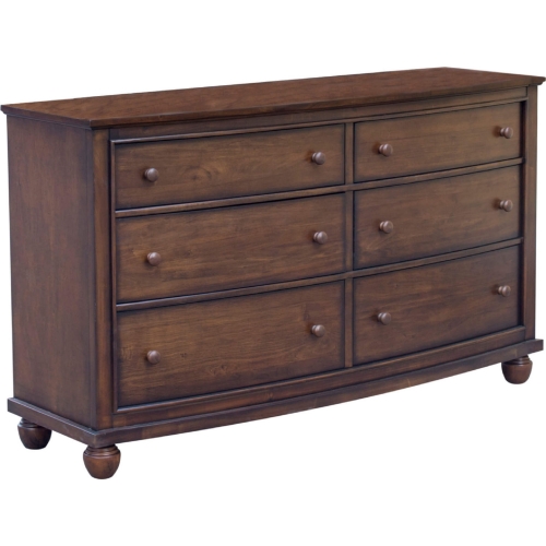 Bahama Shutter 6 Drawer Double Dresser in Tropical Walnut Brown Wood