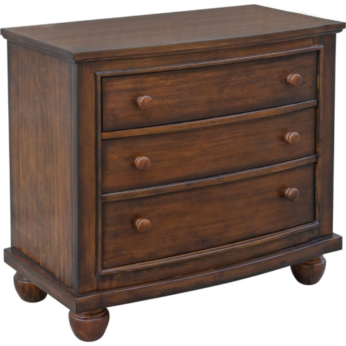 Bahama Shutter 3 Drawer Nightstand in Tropical Walnut Brown Wood