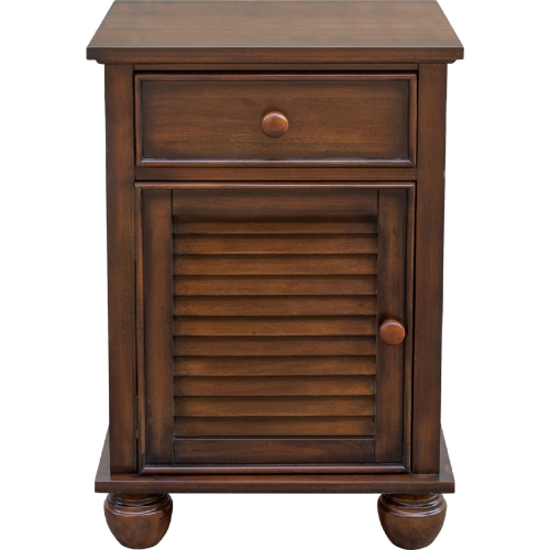 Bahama Shutter Nightstand in Tropical Walnut Brown Wood