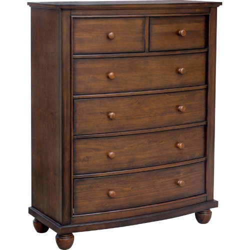 Bahama Shutter 6 Drawer Chest in Tropical Walnut Brown Wood