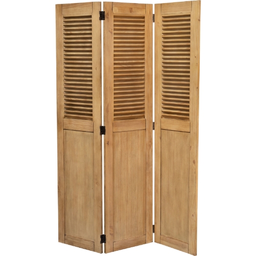 Vintage Casual Wood Room Divider in Distressed Maple Finish Acacia