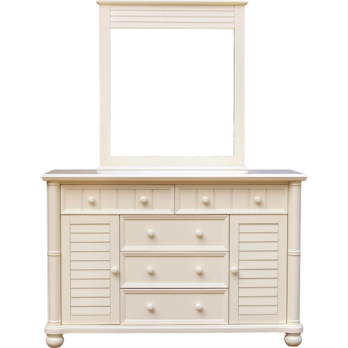 Ice Cream at the Beach 5 Drawer Dresser & Mirror in Antique Cream