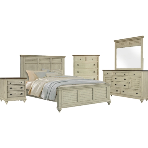 Shades of Sand 5 Piece Queen Bedroom Set in Cream & Walnut Finish