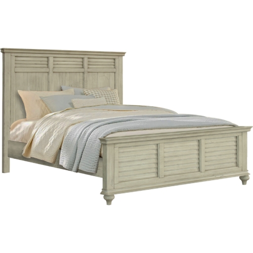 Shades of Sand Queen Bed in Cream & Walnut Brown Wood