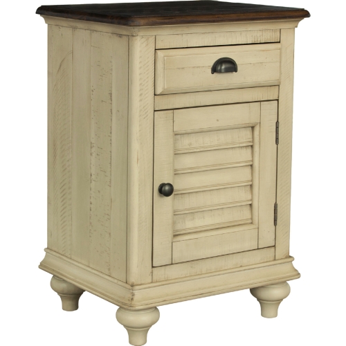 Shades of Sand Nightstand in Cream & Walnut Brown Wood