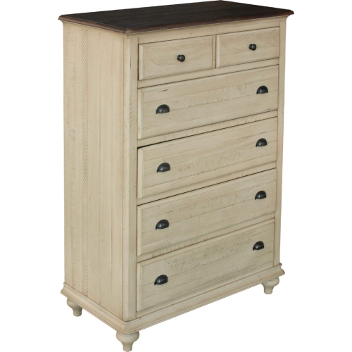 Shades of Sand 6 Drawer Chest in Cream & Walnut Brown Wood