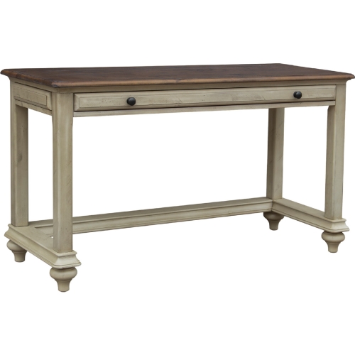 Shades of Sand Computer Desk Vanity Table in Cream & Walnut Brown Wood