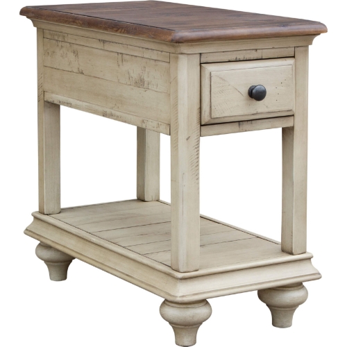 Shades of Sand End Table in Cream & Walnut Brown Wood