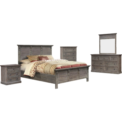 Solstice Gray 5 Piece Queen Bedroom Set in Weathered Gray & Brown