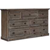 Solstice Gray 7 Drawer Dresser in Weathered Gray & Brown