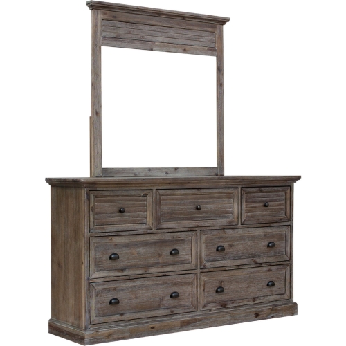 Solstice Gray 7 Drawer Dresser & Mirror in Weathered Gray & Brown