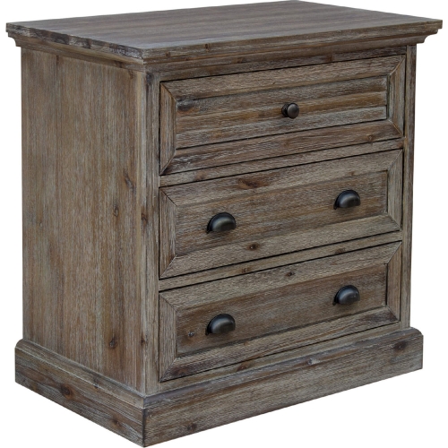 Solstice Gray 3 Drawer Nightstand in Weathered Gray & Brown