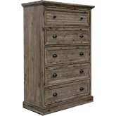 Solstice Gray 5 Drawer Chest in Weathered Gray & Brown