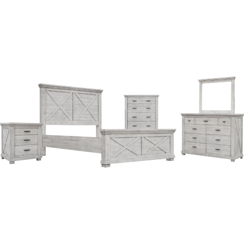 Crossing Barn Queen 5 Piece Bedroom Set in Distressed Light Gray