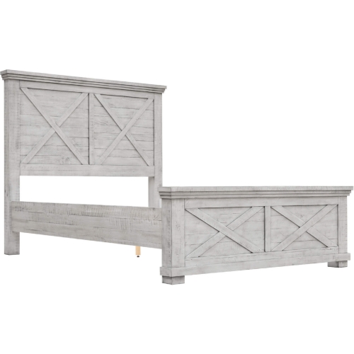 Crossing Barn King Wood Bed in Distressed Light Gray