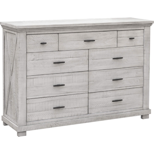 Crossing Barn 9 Drawer Dresser in Distressed Light Gray