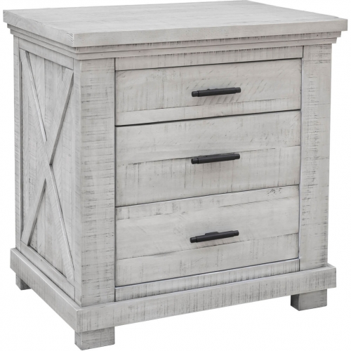 Crossing Barn 3 Drawer Nightstand in Distressed Light Gray