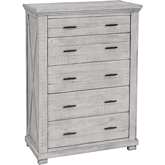 Crossing Barn 5 Drawer Chest in Distressed Light Gray