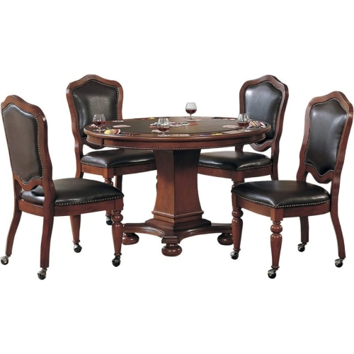 Bellagio 5 Piece Reversible Top Dining Game Table Set & Caster Chairs