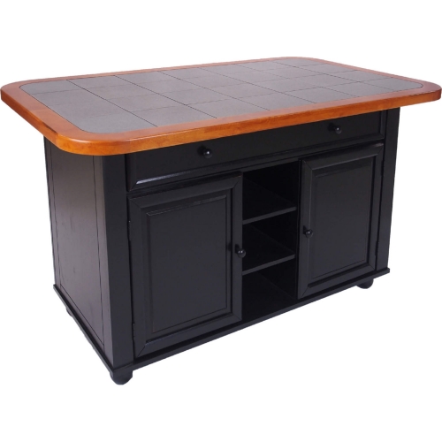 Selections Kitchen Island in Distressed Black, Cherry & Gray Tile