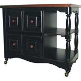 Regal 4 Drawer Kitchen Cart in Antique Black & Cherry Accents