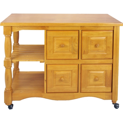 Regal 4 Drawer Kitchen Cart in Light Oak