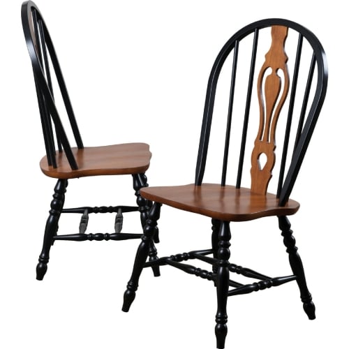 Selections Keyhole Dining Chair in Antique Black & Cherry (Set of 2)