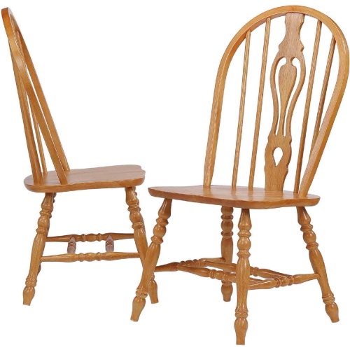 Oak Selections Keyhole Dining Chair in Light Oak (Set of 2)