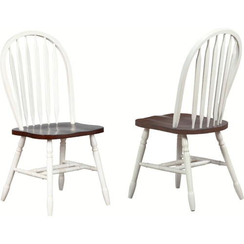 Andrews Arrowback Dining Chair in Antique White & Chestnut Brown (Set of 2)