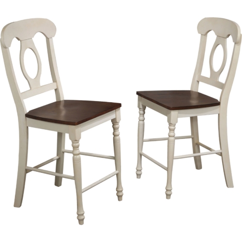 Andrews Napoleon Bar Stool in Antique White & Chestnut Brown (Set of 2)