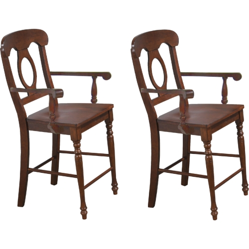 Andrews Napoleon Arm Counter Stool in Chestnut Brown (Set of 2)