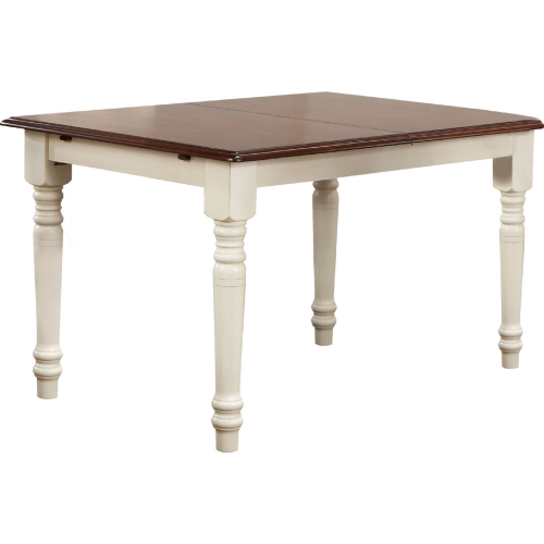 Andrews 60" Extension Butterfly Leaf Dining Table in Antique White & Brown