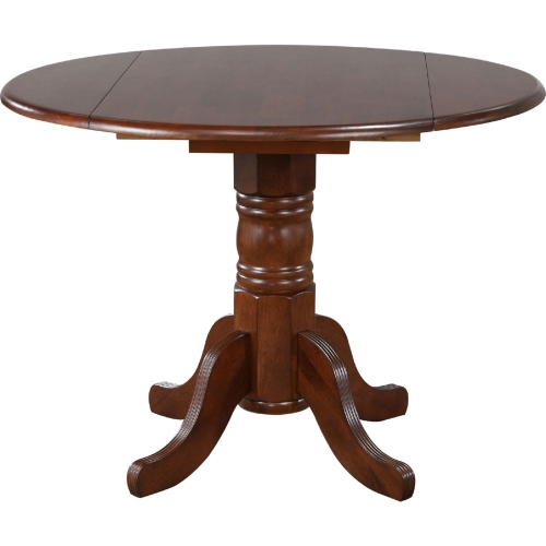 Andrews 42" Round Drop Leaf Dining Table in Chestnut Brown